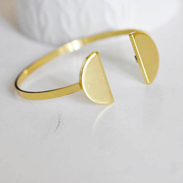 EP-Bracelet jonc réglable demi-cercle 14k, laiton doré 14K,bracelet géométrique,fabrication bijoux, bracelet doré, 64mm G6608