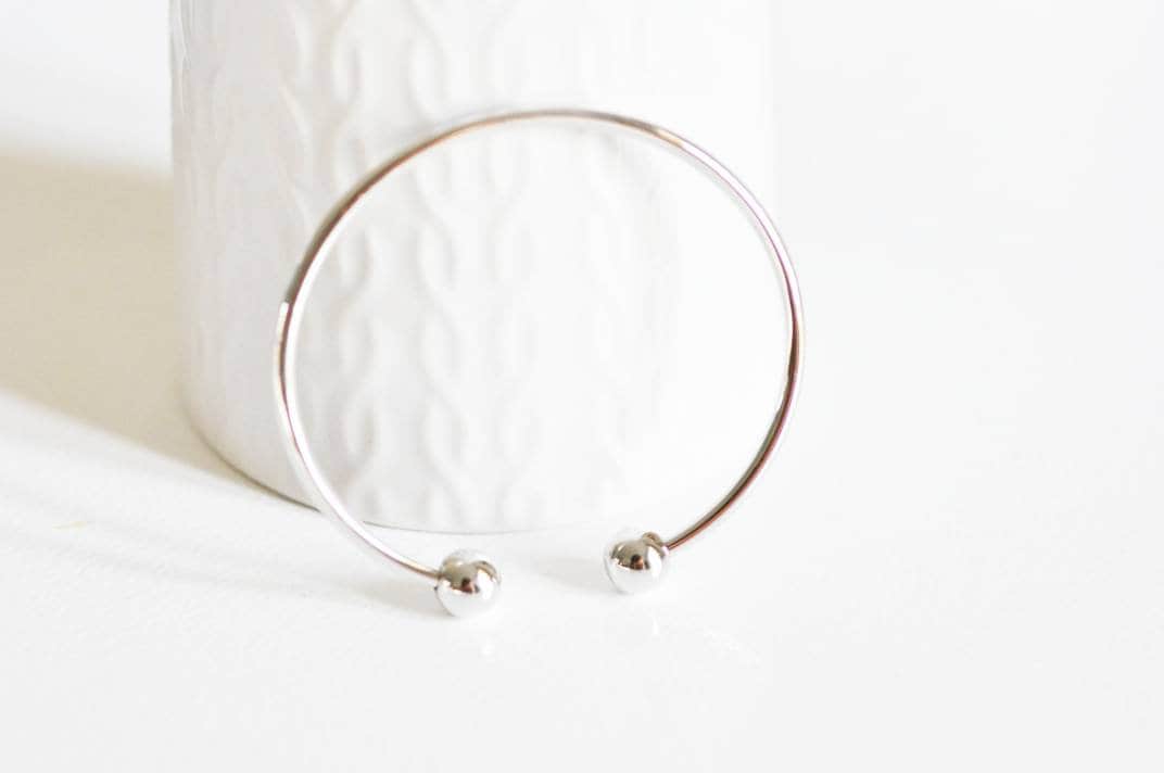 EP Bracelet jonc réglable finition or blanc finition boules,finition rhodium,dorure or blanc, fabrication bijoux, bracelet argenté,60mm-G2313