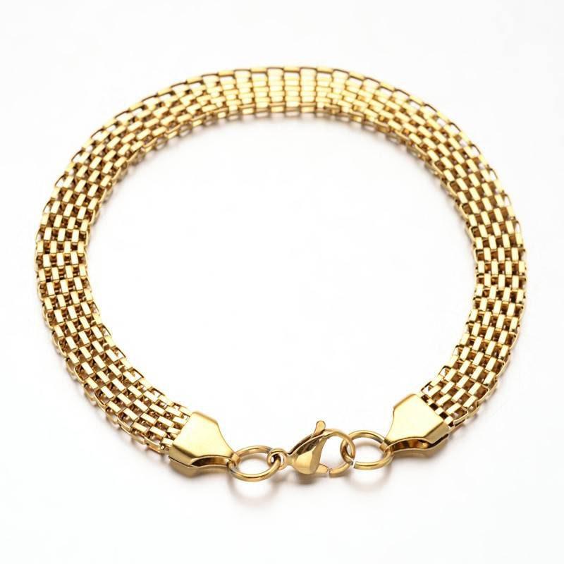 EP Bracelet maille acier doré 14k, bracelet doré,création bijoux,bracelet acier doré,sans nickel,bracelet acier chirurgical, 23cm G354