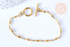 EP -Bracelet maille olive fermoir Toggle acier inoxydable doré 202mm, bracelet chaîne fine, x1 G7129