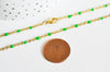 EP Bracelet ou collier acier doré 14k résine verte chaine doree, bracelet chaîne fine,création bijou,1.5mm,20.5cm, x1 G3600