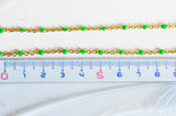 EP Bracelet ou collier acier doré 14k résine verte chaine doree, bracelet chaîne fine,création bijou,1.5mm,20.5cm, x1 G3600