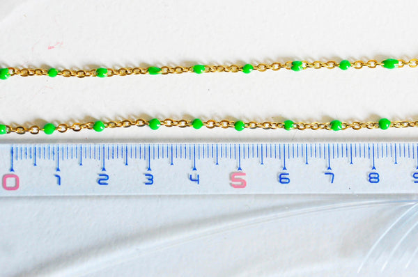 EP Bracelet ou collier acier doré 14k résine verte chaine doree, bracelet chaîne fine,création bijou,1.5mm,20.5cm, x1 G3600