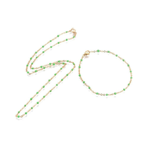 EP Bracelet ou collier acier doré 14k résine verte chaine doree, bracelet chaîne fine,création bijou,1.5mm,20.5cm, x1 G3600