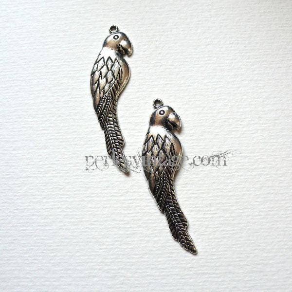 EP Breloque Grand perroquet argent tibétain,Breloque argent tibétain,fournitures créatives,perroquet,pendentif perroquet,grand perroquet,58mm