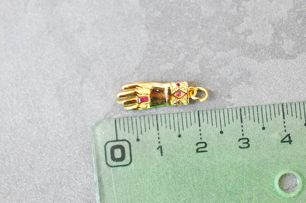 EP Breloque main laiton doré 18k cristal zircon rose,Pendentif zircon pour création de bijoux,20mm, x1 G3334