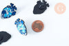 EP-Broche coeur vague océan mystique doré émail noir 33x23mm, x1 (G6382)