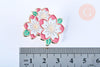 EP-Broche pins Fleurs motif végétal doré émail blanc 30x25mm, x1 G6619