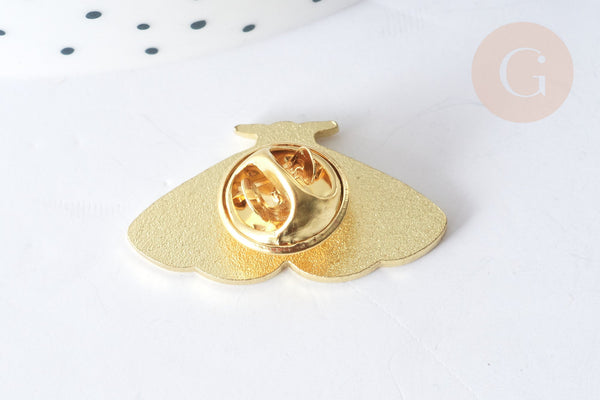 EP-Broche pin's papillon mystique zamac doré 15.5x27mm, customisation vêtement, x1 (G7848)