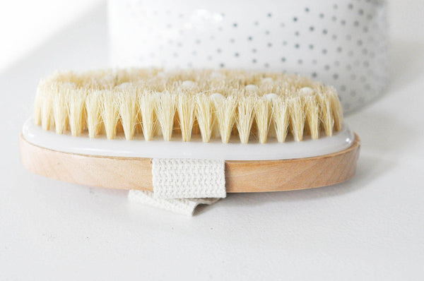 EP Brosse massage bambou & poils naturels, outil en bois pour massage du corps, accessoire auto-massage anti-cellullite,12.8cm, x1 G4582