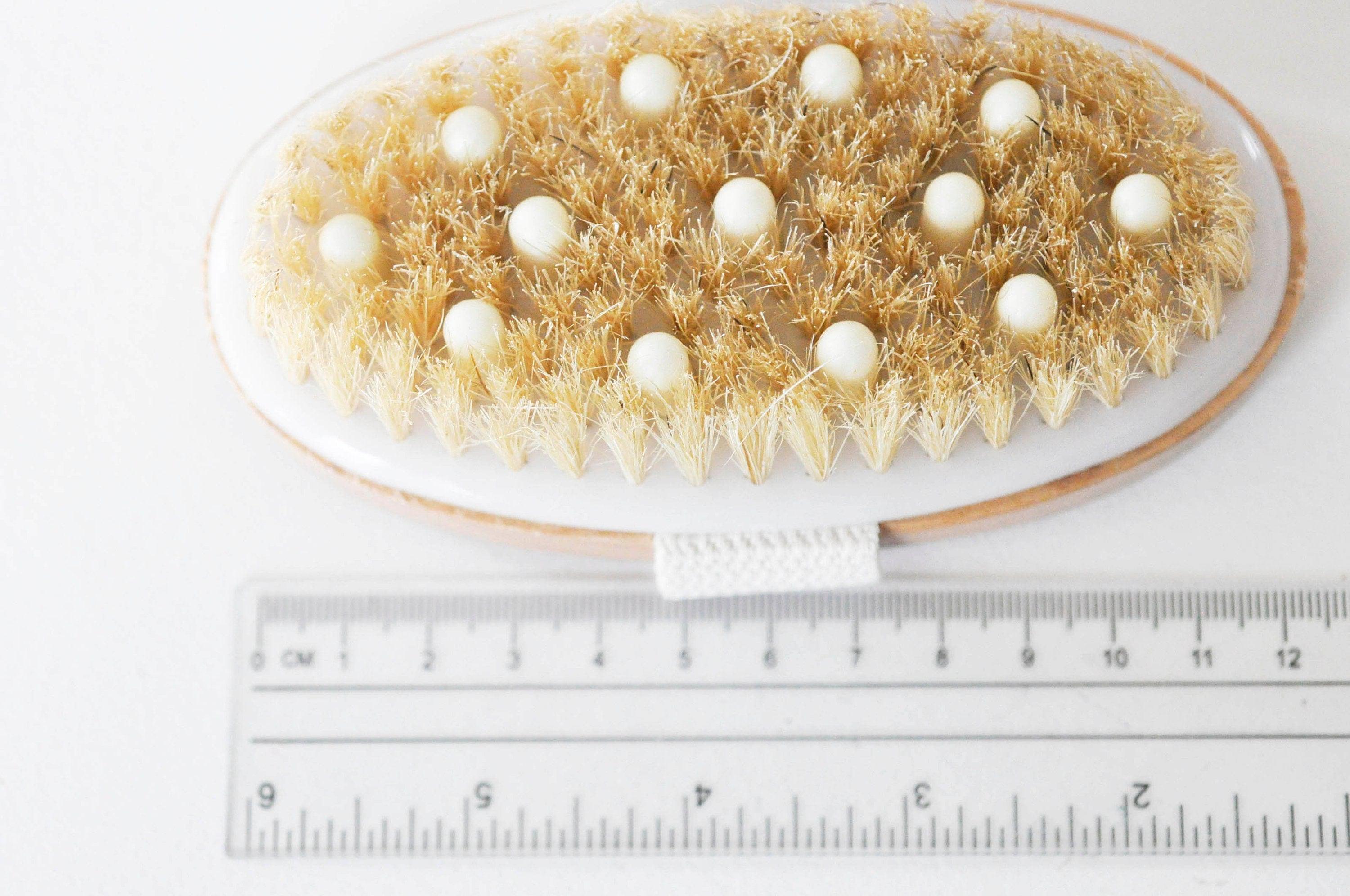 EP Brosse massage bambou & poils naturels, outil en bois pour massage du corps, accessoire auto-massage anti-cellullite,12.8cm, x1 G4582