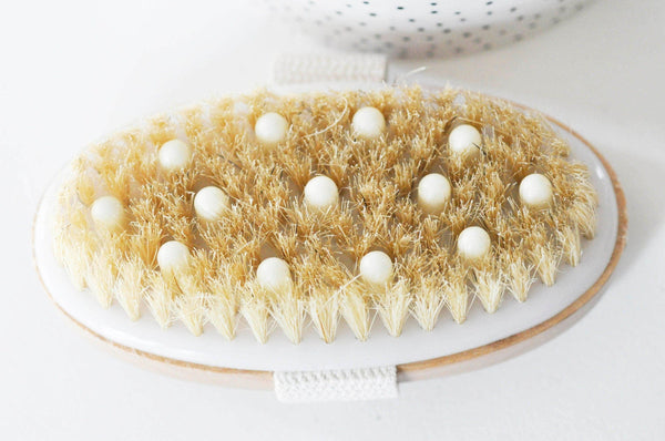 EP Brosse massage bambou & poils naturels, outil en bois pour massage du corps, accessoire auto-massage anti-cellullite,12.8cm, x1 G4582