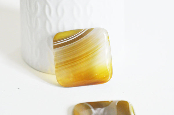 EP Cabochon carré agate jaune, cabochon pierre Bijou pierre naturelle, cabochon agate naturelle,39mm x1 G5058
