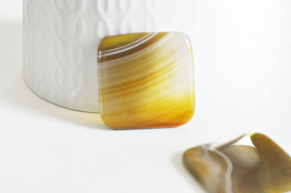 EP Cabochon carré agate jaune, cabochon pierre Bijou pierre naturelle, cabochon agate naturelle,39mm x1 G5058