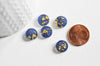 EP-Cabochon disque résine translucide bleu paillette, cabochon pour création bijoux, 13mm, x5 G3797