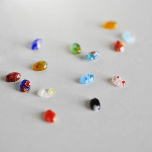 EP-Cabochon dôme marquise ovale millefiori verre multicolore 6x4mm, cabochons verre, verre millefiori,fait main x 20-50 ou 100 pièces- G1944