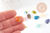 EP-Cabochon dôme millefiori gouttes, cabochon verre,verre millefiori,fait main, x50 G0130