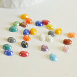 EP Cabochon dôme ovale porcelaine irisée, fournitures créatives, cabochons, porcelaine, fait main, 8mmx6mm, x 10- 20 ou 50 pièces-G1375