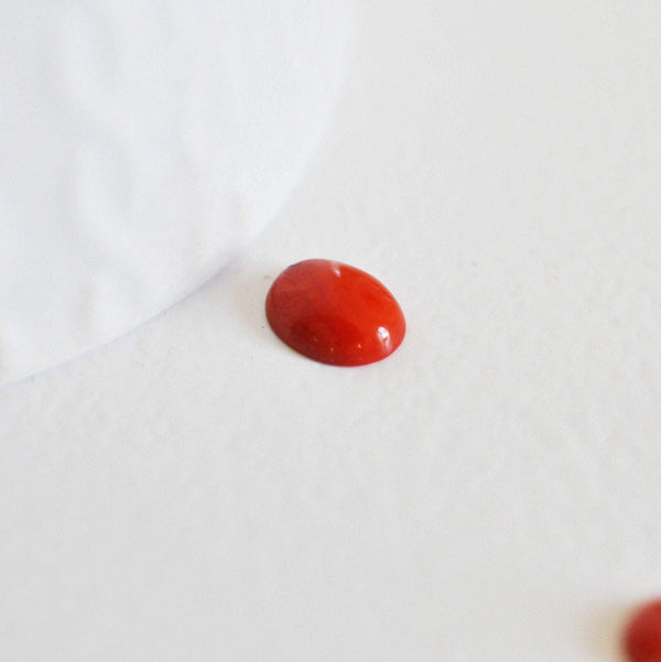 EP Cabochon ovale corail naturel rouge 10x8mm, x1 (G0983)