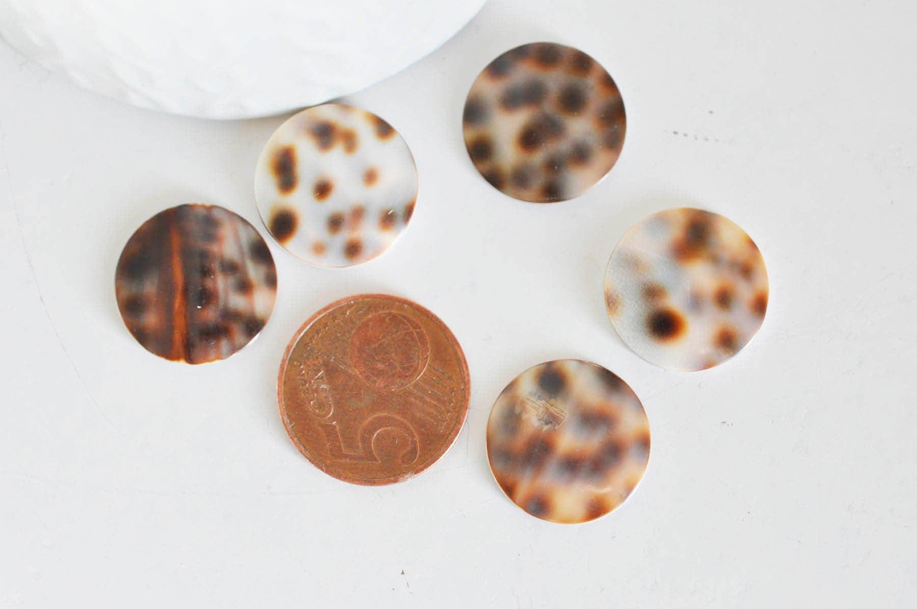 EP Cabochon rond nacre léopard, fournitures créatives, cabochon nacre, création bijoux, cabochon coquillage, nacre naturelle,18mm, les 10-G846