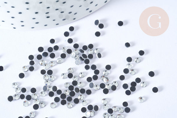 EP Cabochon strass cristal AB blanc, cabochon plastique, strass couture, customisation,1 gramme