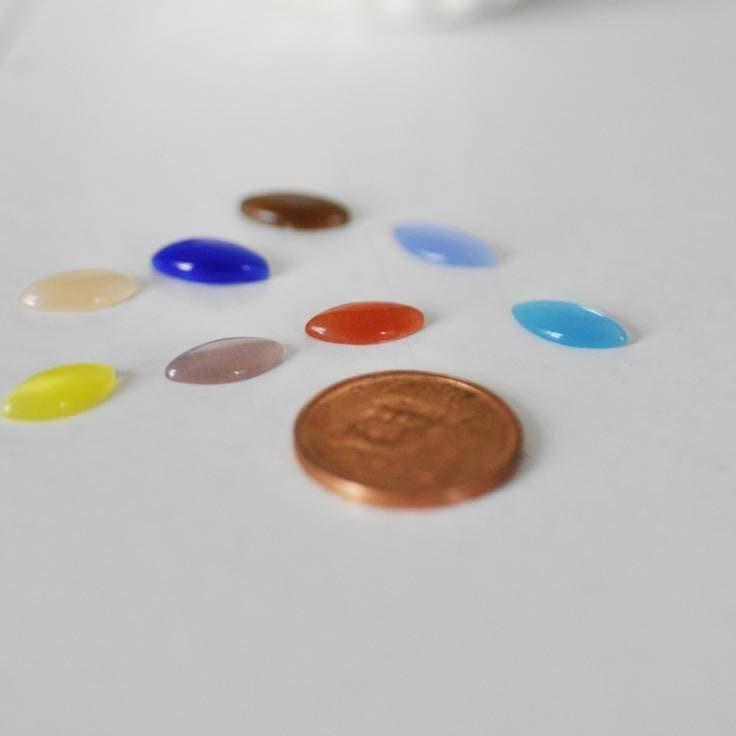 EP Cabochon verre oeil de chat marquise multicolore 12x6mm, x 20, 50 ou 100 (G1458)