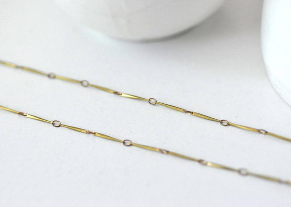 EP Chaine Vintage maille fine losanges en laiton brut - 50 centimètres