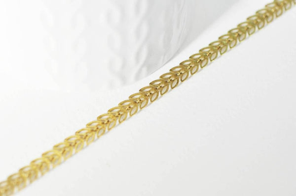 EP Chaine chevron laiton brut, fourniture créative,chaine bijou,chaine fantaisie,sans nickel, grossiste,6mm, x 1Mètre (G1278)