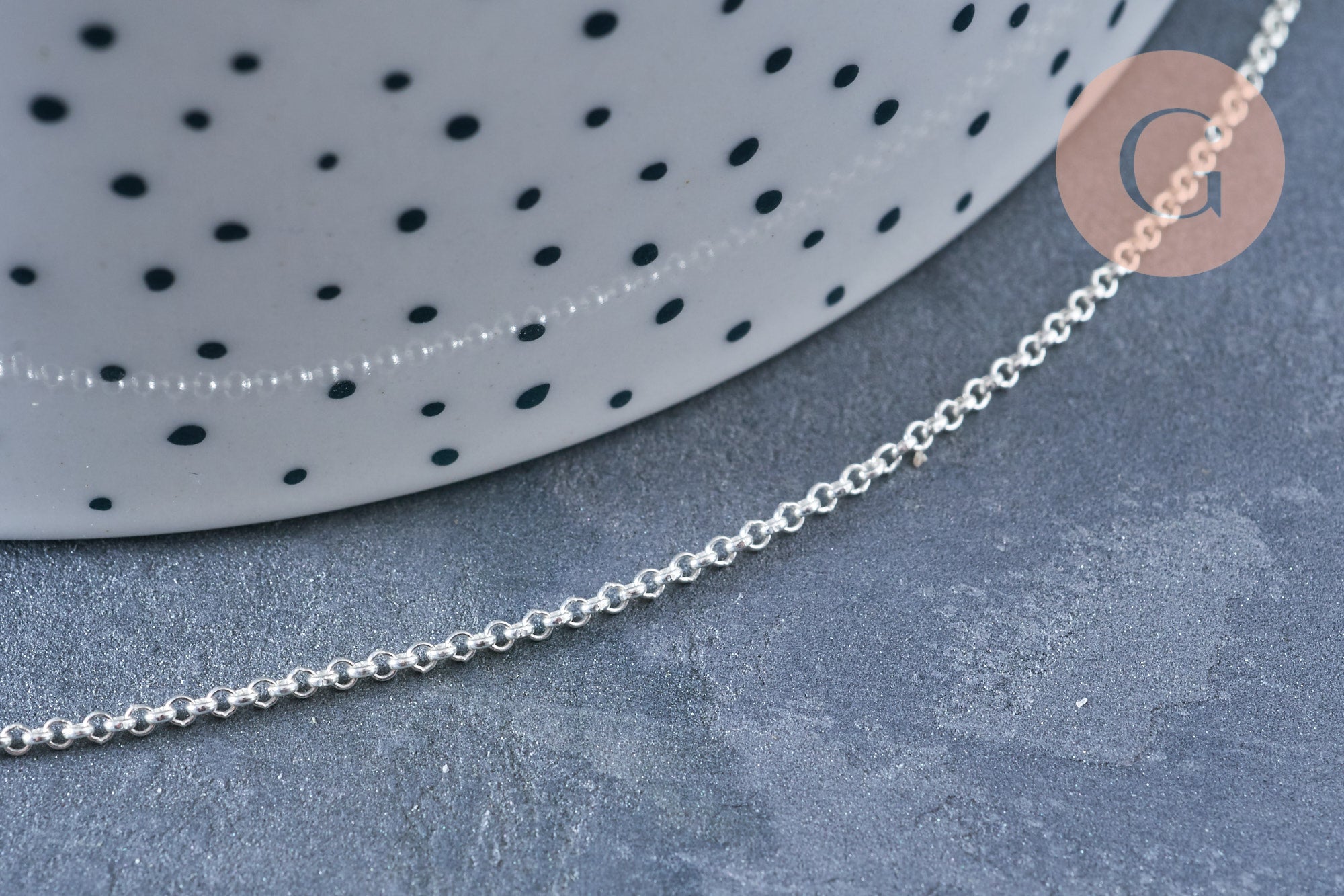 EP Chaine de cheville maille rolo très fine argent 925 massif 22.8cm, x1 G8063