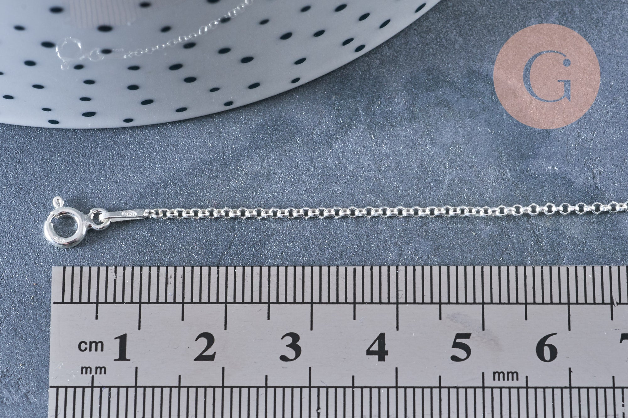 EP Chaine de cheville maille rolo très fine argent 925 massif 22.8cm, x1 G8063