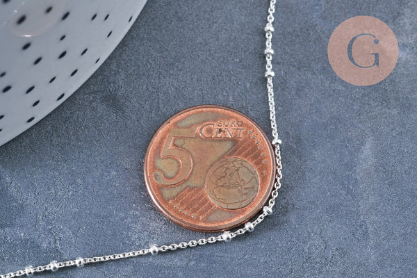 EP Chaine de cheville maille satellite fine argent 925 massif 22.8cm, chaine en argent pour création bijoux, x1 G8064