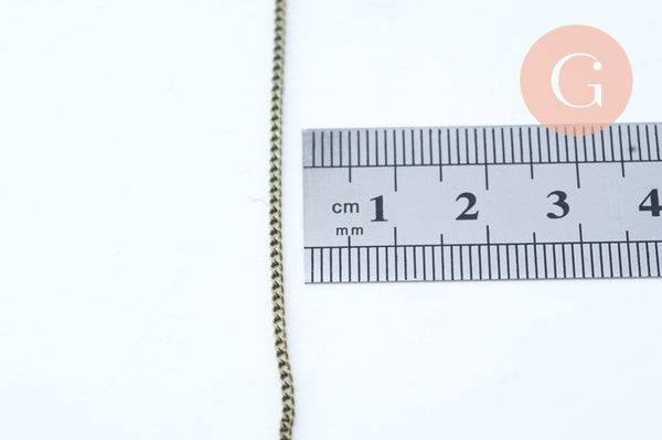 EP Chaine fine bronze maille plate 2x1.5mm, chaine bronze, création bijoux, grossiste chaine,1mm,chaine bronze, BOBINE de 92 metres G6085
