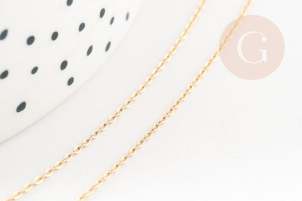 EP Chaine fine dorée gold-filled 14K 1.02mm/45cm, chaine collier avec fermoir création bijoux, x1 (G9238)