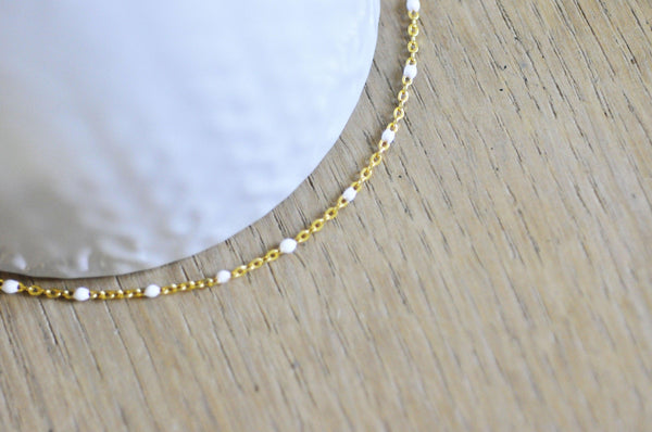 EP Chaine laiton doré 18k fantaisie résine blanche 2mm,1 mètre,G3428