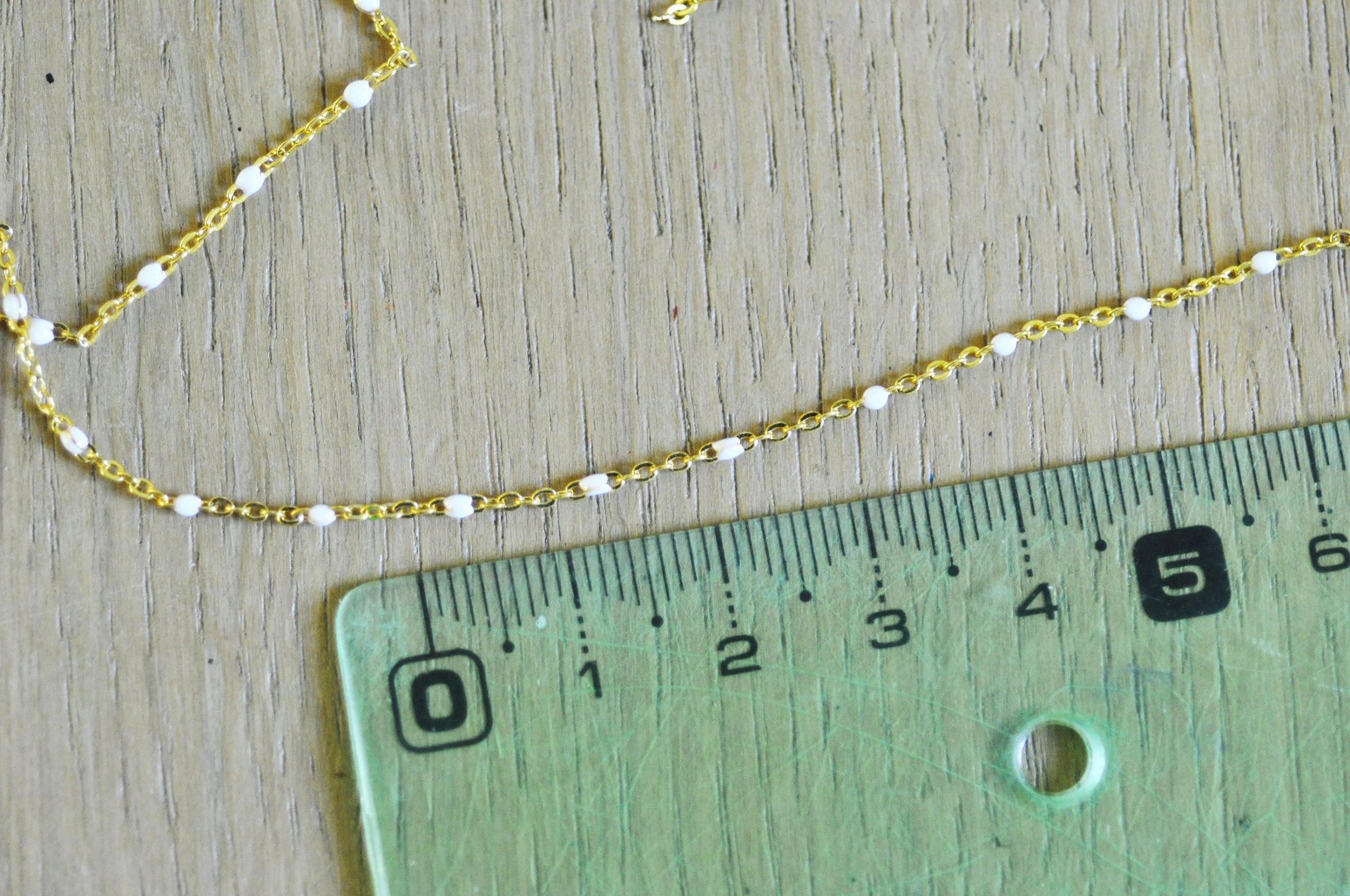EP Chaine laiton doré 18k fantaisie résine blanche 2mm,1 mètre,G3428
