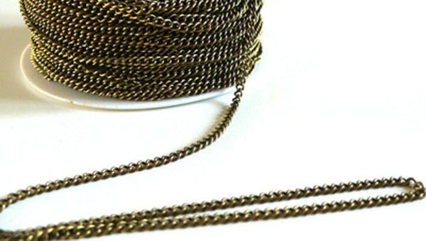 EP Chaine plate bronze, fourniture créative, chaine bijou, création bijoux, grossiste chaine,2 mm, 92 metre,G68