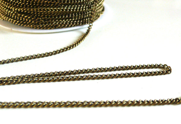 EP Chaîne plate en bronze, fourniture de bijoux créatifs, création de bijoux, chaîne en gros, 2 mm, 92 mètres