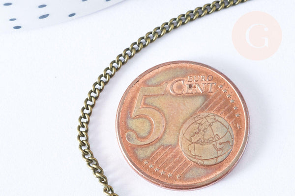 EP Chaine plate laiton bronze 3.7mm, maille non soudée, fournitures pour création de bijoux bronze, la bobine de 92m G6938