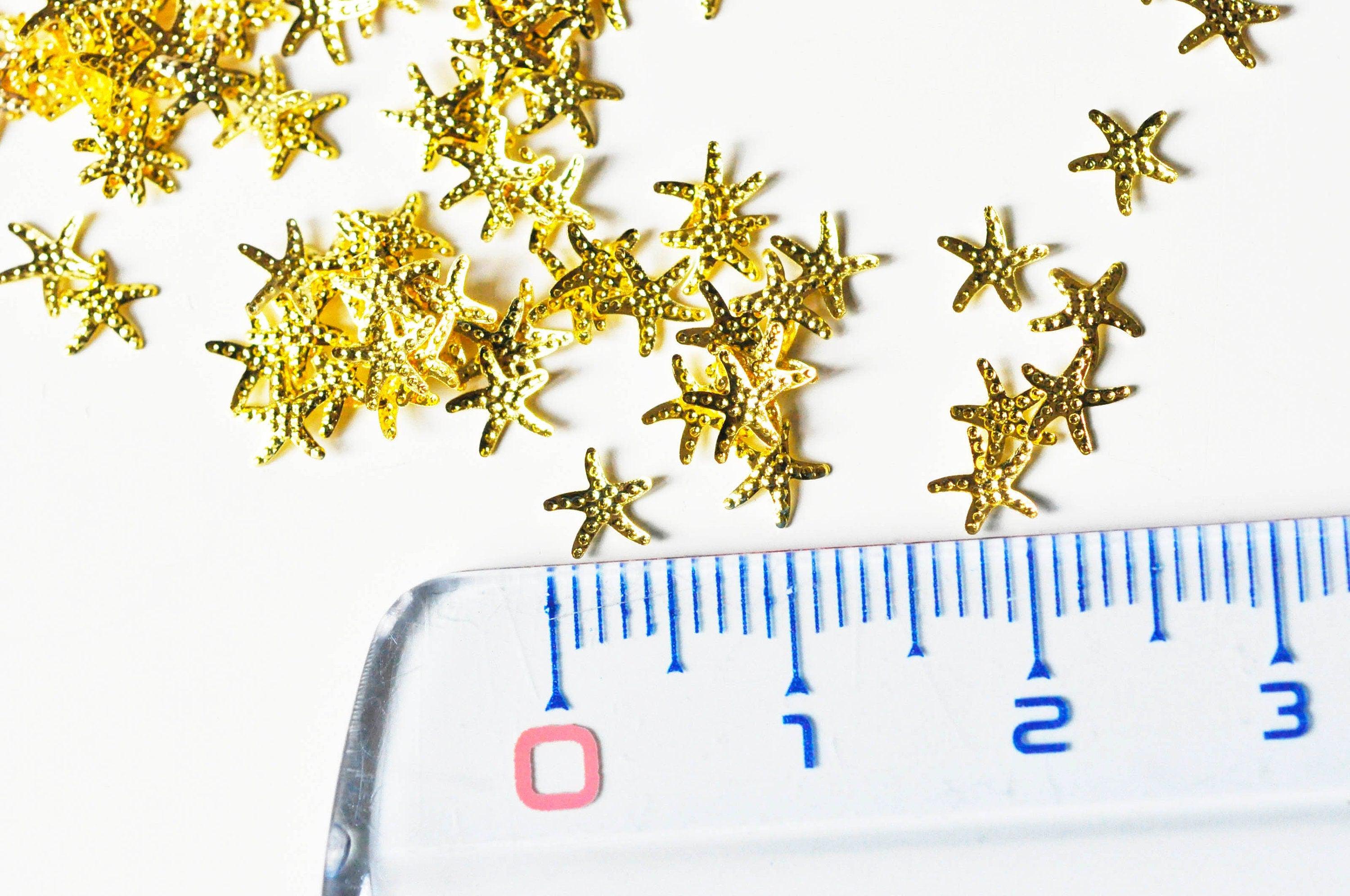 EP-Charm à coller zamac doré étoile de mer,thème océan coquillage, fournitures à coller pour décorer pierres et bijoux,5x5mm, les 200 G4227