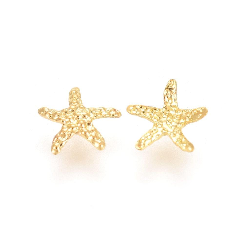 EP-Charm à coller zamac doré étoile de mer,thème océan coquillage, fournitures à coller pour décorer pierres et bijoux,5x5mm, les 200 G4227