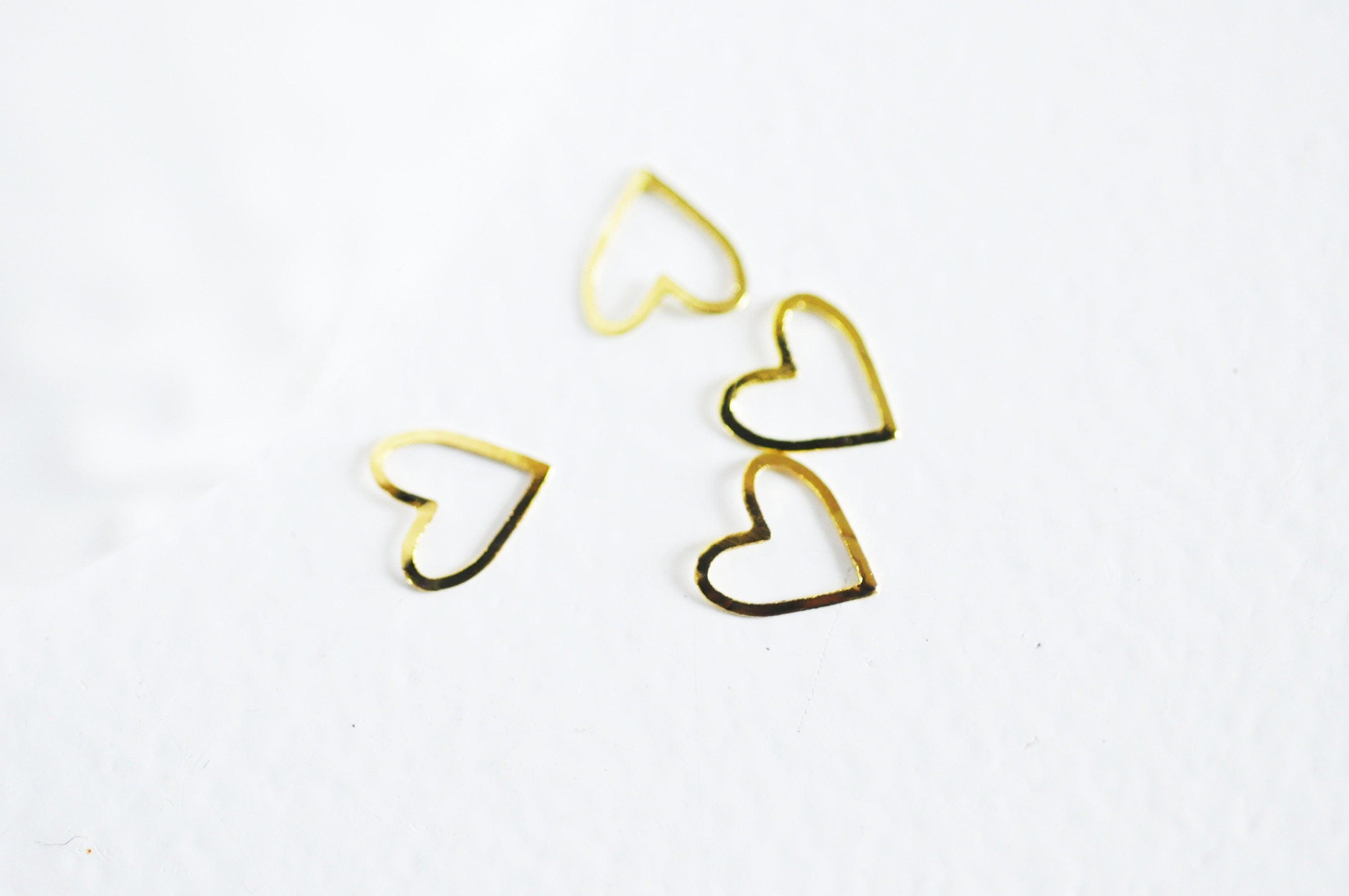 EP Charm à coller zamac doré thème coeur pour décorer pierres et bijoux,4-5mm, boite de 200, x1 G4310
