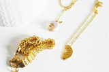 EP Collier chaine acier dorée 14k perle étoile, chaine fantaisie,collier sans nickel,perle naturelle, acier doré,chaine complète,2mm,42cm,G3421