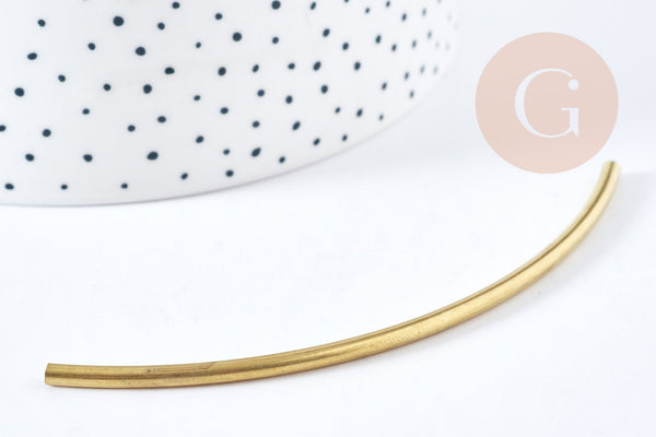 EP Connecteur tube courbé laiton brut 100mm, laiton brut, pendentif demi arc, laiton brut, pendentif laiton, connecteur laiton, 10m