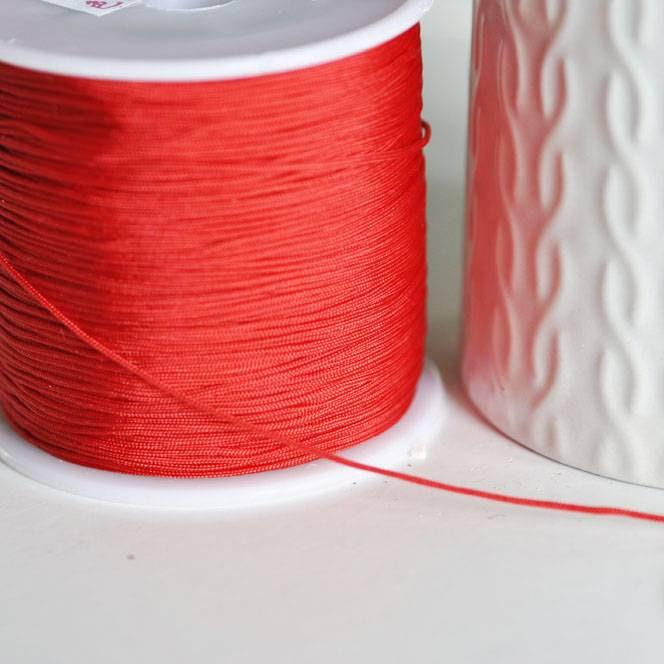 EP Cordon polyester rouge 0.7mm, 5 ou 10 mètres,G3218