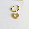 EP-Créoles laiton doré 16k coeur zircon cristal, bijoux doré, oreille percée,paire boucles cristal, 20mm,G3093