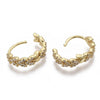 EP Créoles laiton doré 18k Feuille zircon cristal blanc bijoux doré, oreille percée, cadeau anniversaire,paire boucles cristal, 13.5mm,G3150
