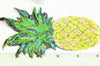 EP -Ecusson brodé à repasser ananas jaune vert doré customisation vêtement, écusson thermocollant fruit,patch écusson brodé,28cm, x1,G2863