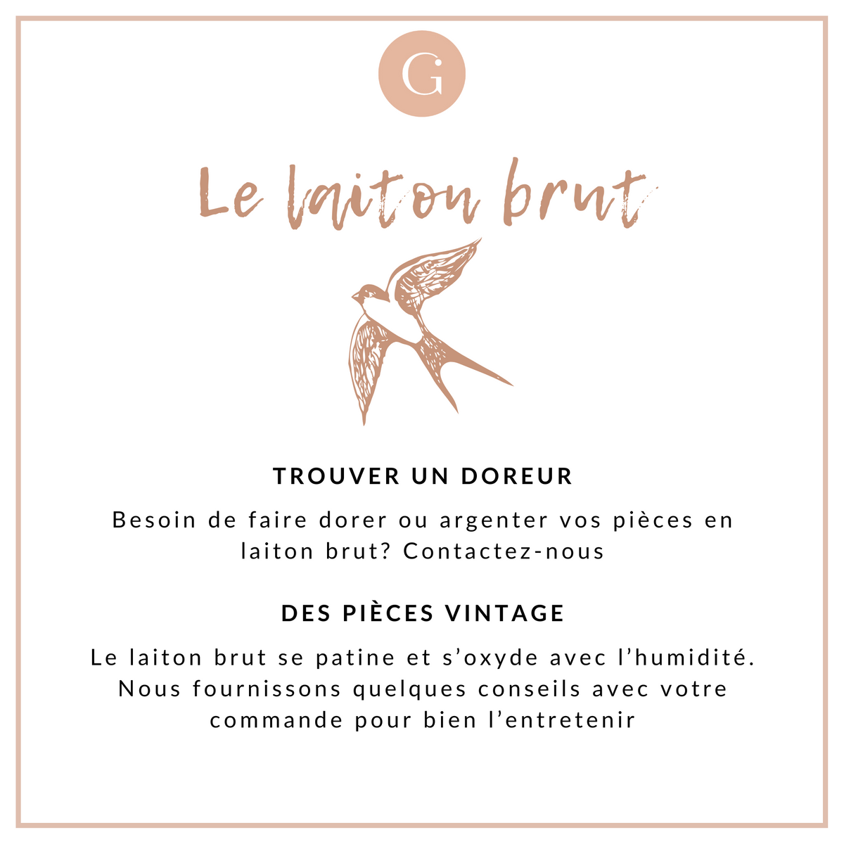 Embouts à pincer ruban laiton brut 2.5mm, x10 (G6560)