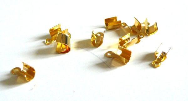 EP-Embouts corde métal doré à pincer,fournitures dorées,création bijoux,finition ruban,finition chaine,x 50,7mm-G1875