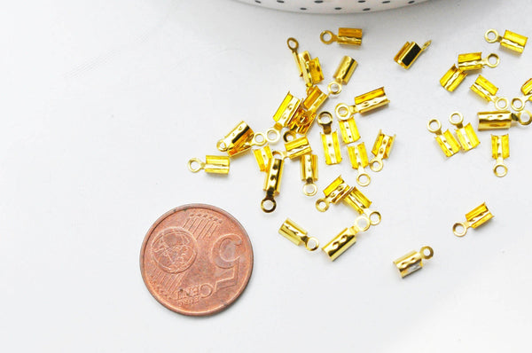 EP Embouts corde métal doré pincer,fournitures créatives,fournitures dorées,création bijoux,finition ruban,finition chaine,x 50, 8mm G4768